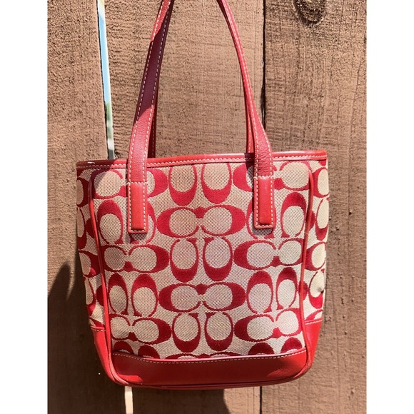 Coach | Bags | Coach Vintage Red Mini Lunch Tote Purse Monogram